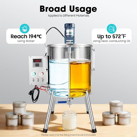 Heating Mixing Filling Machine,30L Paste Liquid Filling Machine Stainless Steel Stirring Tank Cream Liquid Filler Machine Paste Filler Lipstick Candle Heat Filler for Lipstick Shoe Polish Wax (30L)