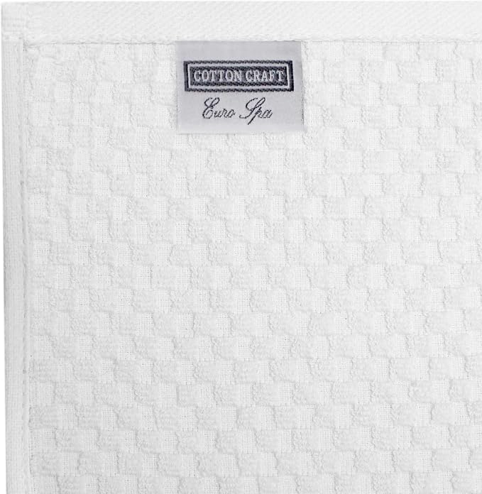 COTTON CRAFT Euro Spa Waffle Wash Cloth - Set of 12 White Washcloth | Luxury Face Towel Set - 100% Cotton - Soft Plush Absorbent Low Lint Quick Dry - Gym Shower Beach Bath Kitchen - 12x12 inches