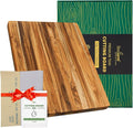 Teak Wood Cutting Board with Hand Grip (20x15x1.25", M) | Wooden cutting boards for kitchen, wood chopping board, butcher block, charcuterie board for serving. Gift box included