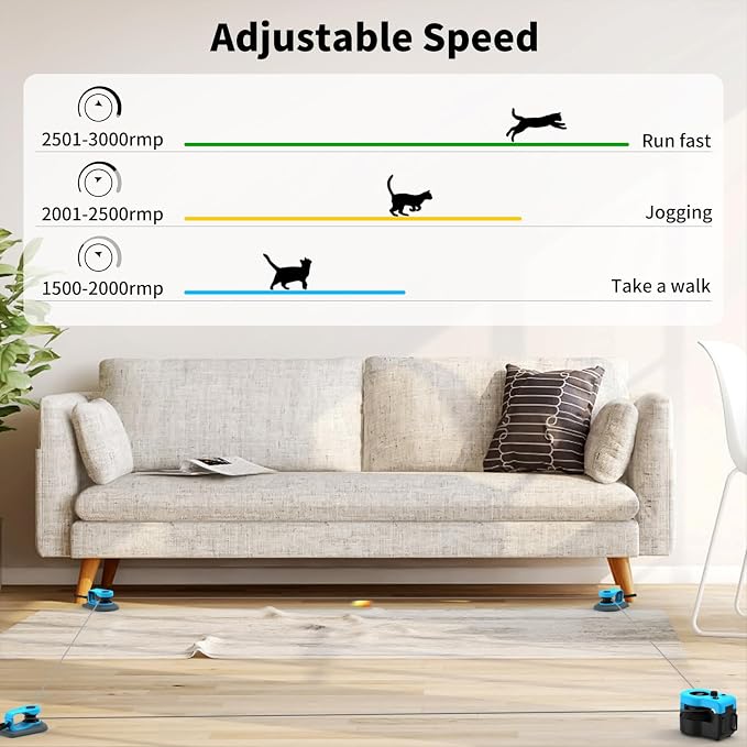 AsFrost Upgraded Interactive Cat Toy for Indoor Cats Chase/Run/Hunt-SkyBlue | Auto/Manual Control DIY Cat Feather Mouse Toy, Cat Exercise Treadmill, Mental Stimulation Boredom Buster Electric Cat Toy