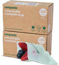 Compostic Compostable Snack Bags, Snack Size (180 + 20 Count) Bulk Pack — Resealable Zip-Seal, Plant-Based, Home Compostable, Freezer Safe, BPA-Free, Non-Toxic, GMO-Free Food Storage Bags