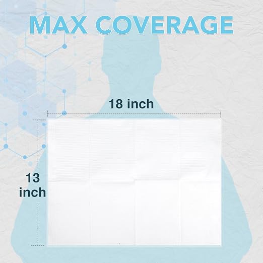 160 Pack Disposable Dental Bibs 13"x18", 3-Ply Waterproof Tattoo Bibs Sheet for Nail Salon, Dental Clinic, Feeding, Tattoo Shop (White)