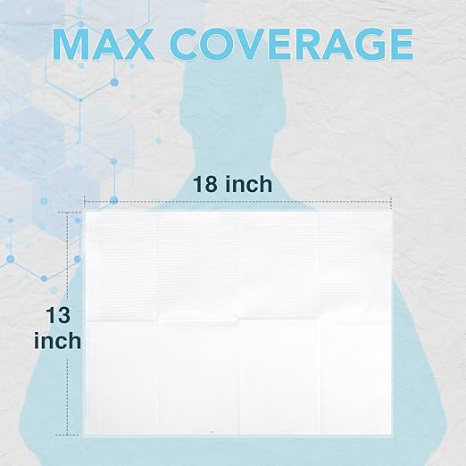 480 Pack Disposable Dental Bibs 13"x18", 3-Ply Waterproof Tattoo Bibs Sheet for Nail Salon, Dental Clinic, Feeding, Tattoo Shop (White)