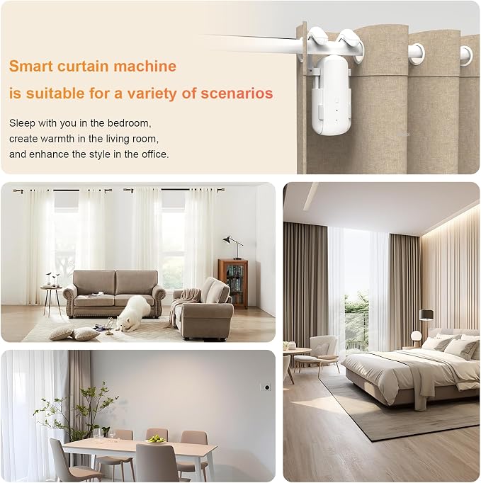 Automatic Curtain Opener with Remote, Compatible with Alexa and Google Home, Smart Curtain Opener for Roman/U/T Rails, Bluetooth Curtain Opener with App/Timer, Gifts for Women and Men
