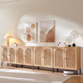 IFGET 123.5" W Modern Arched Sideboard Buffet Cabinet with Storage, Natural | Fluted Arch Sideboard Cabinet w/Adjustable Shelves, Wooden Modular Kitchen Cabinet for Dining& Living Room, Entryway