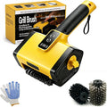 Electric BBQ Grill Brush,3000mAh Electric Grill Cleaner for Outdoor Grill, 2-Speed Power, Type-C Charging, 2 Brush Heads & LED Light, Motorized Grill Cleaning Brush for Camping & Family BBQ(Yellow)