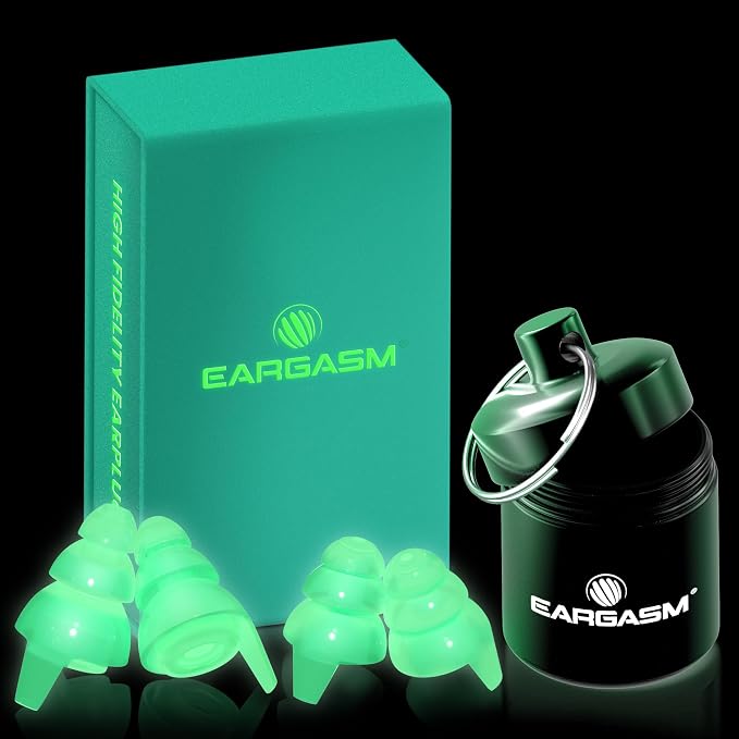 Eargasm High Fidelity Afterglow Glow-in-the-Dark Earplugs for Concerts, Festivals, Musicians, DJs, Night-Life Hearing Protection - Reusable Ear Plugs for High Fidelity Noise Reduction up to 21 dB