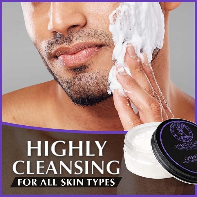 Castle Forbes Lavender Shaving Cream For Men, 6.8 fl.oz. | Moisturizing Smooth Shave Lather w/Esseantial Oils | Protects Sensitive Skin From Razor Burn & Irritation | Luxury Grooming & Beard Care