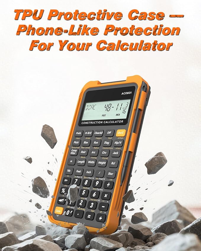 Construction Calculator with Writing Tablet Industrial & Scientific ROATEE Engineering Calculator for Contractor, Concrete Pocket Feet-inch-Fraction Calculators for Carpenter, Framer, Remodeler