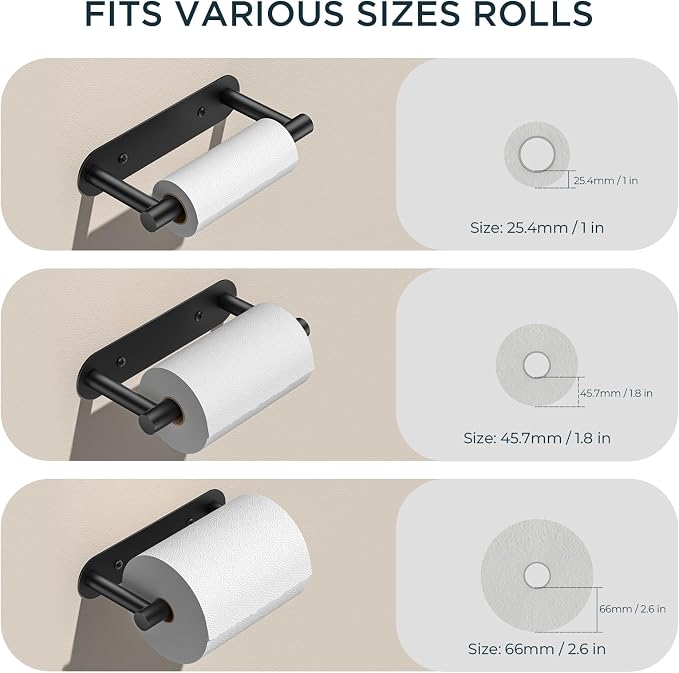FORIOUS Toilet Paper Holder Wall Mount, Stainless Steel Rustproof Double Post Pivoting Tissue Roll Holder for Bathroom, Commercial Toilet Paper Dispenser (Matte Black, Modern Round 1 Pack)