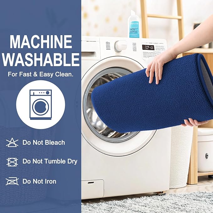 OLANLY Thick Memory Foam Bathroom Rugs 30x18, Soft Absorbent Bath Mat, Navy | Quick Dry Bath Mat Rugs, Non-Slip Mats, Machine Washable Carpet for Bathroom Floor, Tub and Shower, Home Decor Accessories