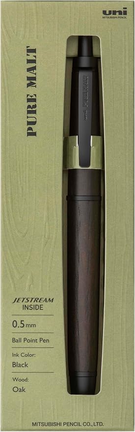 Uni Pure Malt Jetstream Inside Single Ballpoint Pen, 0.5 mm Fine Point, Dark Brown Oak, Black Oil-Based Ink, SXNPM05.22