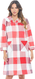 Casual Nights Women's Floral Snap Front Flannel Duster Long Sleeve Lounger Dress