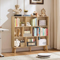 LEYAOYAO 10 Cube Bookshelf,Mid-Century Modern Bookcase with Legs,Light Wood | 3 Tier Book Shelf,Rustic Wood Bookshelves Freestanding Large Storage Organizer, Open Shelves for Bedroom, Living Room, Office