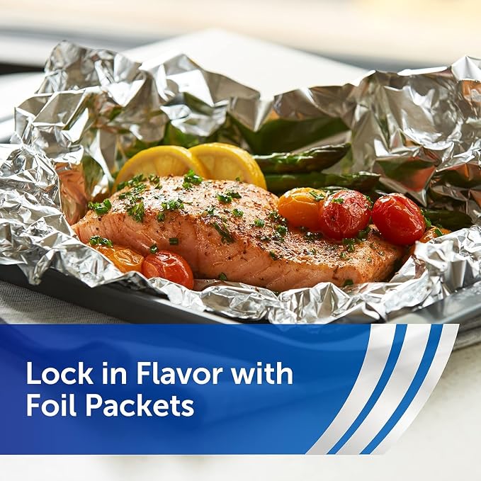 Reynolds Wrap Non-Stick Aluminum Foil, Heavy Duty Kitchen Foil for Easy Prep, Cooking, Baking and Cleanup, Food Storage and Grill Use, 50 Square Foot (Pack of 5)
