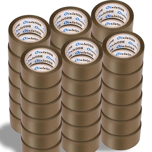 Oleitodh 36 Rolls Brown Packing Tape with Dispenser, 1.88" x 60 yd Heavy Duty Shipping Tape Bulk, 2.6 Mil Tan Carton Sealing Tape Refills for Moving Boxes, Mailing, Warehouse Packaging