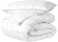 Bare Home Bedding Duvet Cover Extra Long Size - Premium 1800 Super Soft Collection - Lightweight, Cooling - Soft Textured (Twin/Twin XL, Modern Plaid - White/Grey)