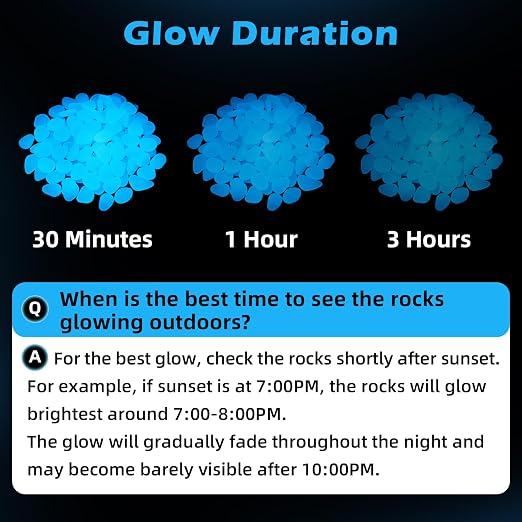 NAMTSO White Glow in the Dark Rocks Outdoor Garden Decor, 500 pcs, 2.3 lbs | Large 0.6"-1.1"/pc, Resin Glowing Pebbles, Luminous Stones for Landscaping, Patio, Backyard, Lawn, Aquarium & Fish Tank Decor