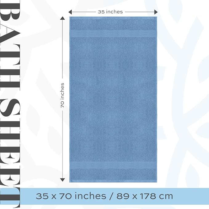 White Classic Luxury Soft Bath Sheet Towels - 650 GSM Cotton Luxury Bath Towels Extra Large 35x70 | Highly Absorbent and Quick Dry | Hotel Quality Extra Large Bath Towels Oversized, Light Blue, 2 Pack
