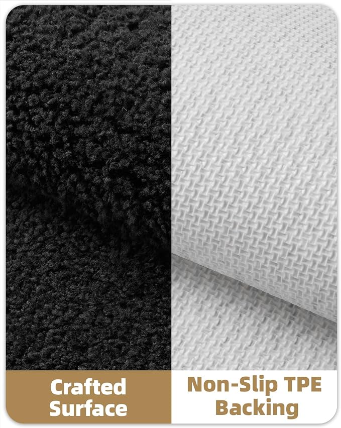 Color&Geometry Bathroom Runner Non Slip, 24"x43" Black Bath Runner Rug, Absorbent, Soft, Washable, Microfiber Bath Mat Bathroom Carpet