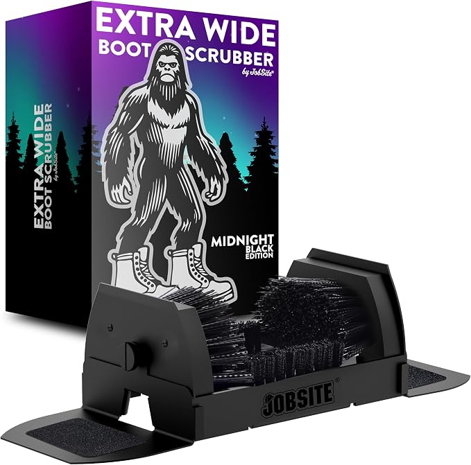 Midnight Black Boot Scrubber - Outdoor Shoe Scraper Brush - No Mount Shoe Cleaner - Sasquatch Sized