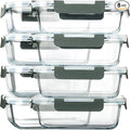 M MCIRCO 8 Pack,30 oz Glass Food Storage Containers with Lids, Gray | Glass Meal Prep Containers,Airtight Lunch Containers with Lids, Microwave, Oven, Freezer and Dishwasher Friendly, BPA Free