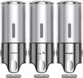 EXIN DECHEN Shampoo and Conditioner Dispenser(Triple x 16.9 oz,Silver) | Easy Installation,Wall-Mounted,Bottle Separable,Large Capacity,Shower Shampoo Conditioner Body Wash Dispenser for Bathroom