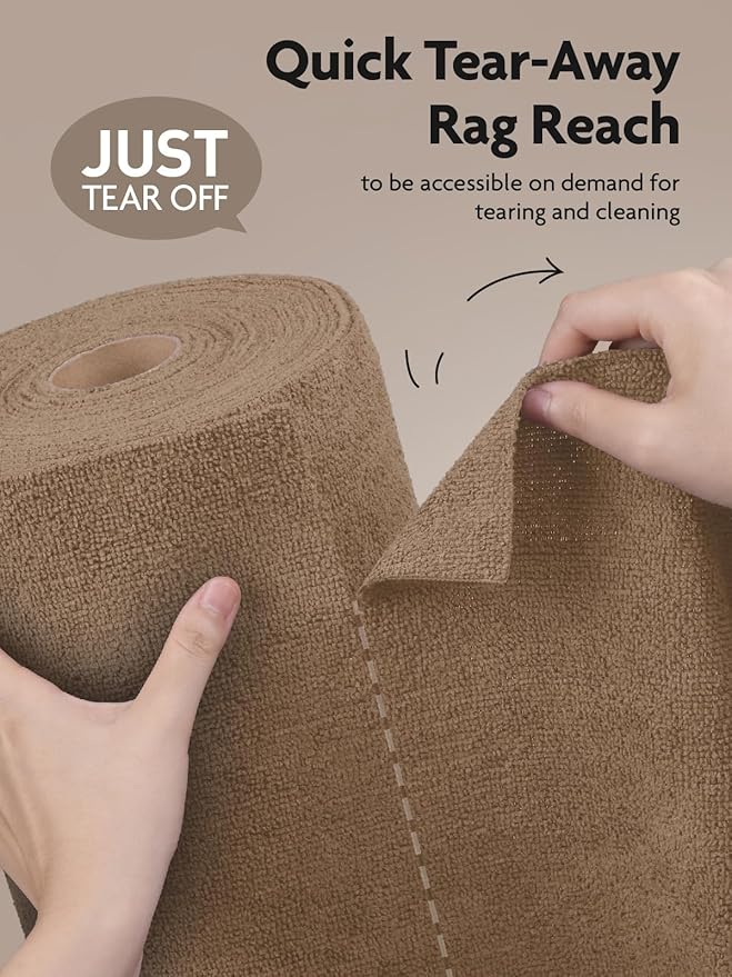 Fantasticlean Microfiber Cleaning Cloth Roll -30 Pack, Tear Away Microfiber Towels, 12" x 12", Reusable, Washable, Scratch Free, Ultra Absorbent Dishcloth for All-Around Cleaning Supplies (TAN)
