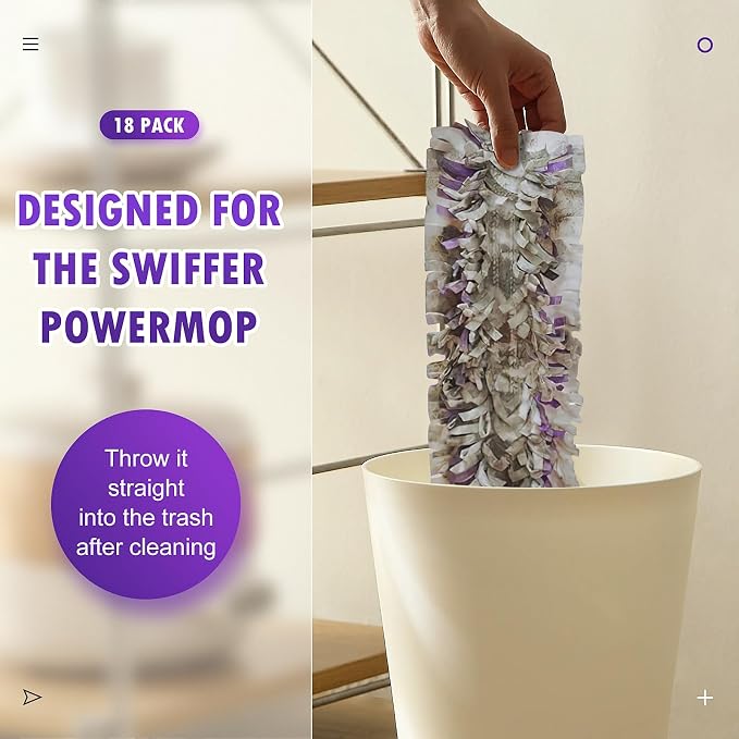Pure Realm 18 Count Disposable mop Pads Refills for Swiffer PowerMop Multi-Surface Mop and PowerMop Wood Mop, Replacement Pads Use for Floor Cleaning
