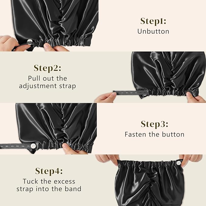 ZIMASILK 22 Momme 100% Mulberry Silk Bonnet for Sleeping & Women Hair Care, Highest Grade 6A Silk Hair wrap for Sleeping with Premium Elastic Stay On Head (1Pc, Black)
