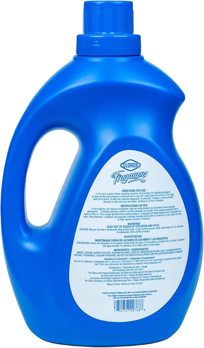 Clorox Fraganzia Liquid Laundry Detergent, Ocean Scent - High Efficiency Formula for All Front and Top Load Washing Machines, Long-Lasting Crisp Fragrance, 65 Loads per Bottle, 100 Fl Oz