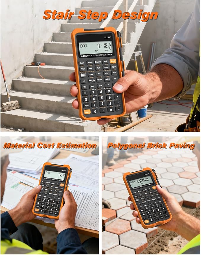 ROATEE Construction Calculator with Notepad for Contractor Home Project | Industrial & Scientific Construction Gadgets Concrete Tools Engineering Pocket Desk Calculators Herramientas de Construccion