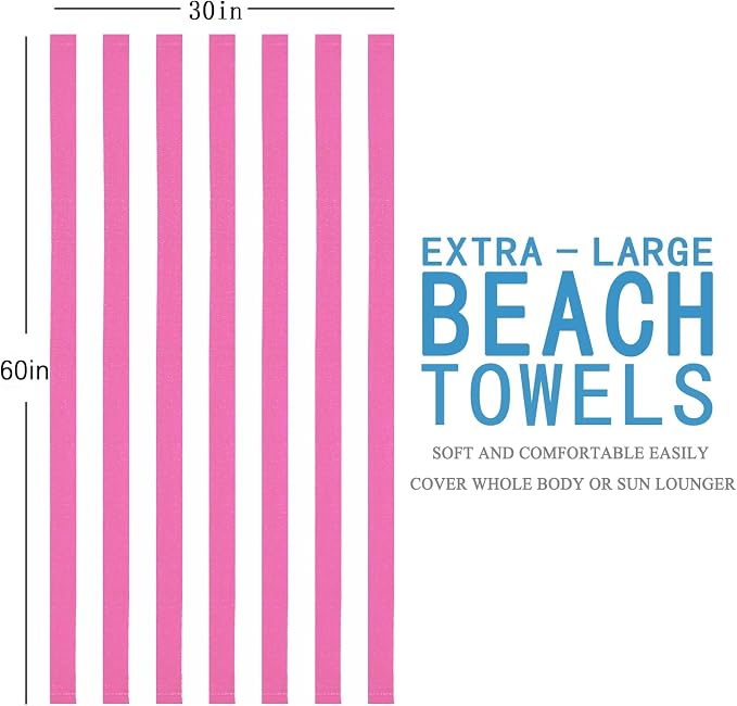 4 Packs Extra Large Bath Towels Striped Beach Towel Set Bathroom Sheets Bulk Oversized XL Big Fluffy Absorbent Microfiber Soft Blanket Turkish Hotel Shower Pool Hot Tub Toallas Baño Grandes Pink
