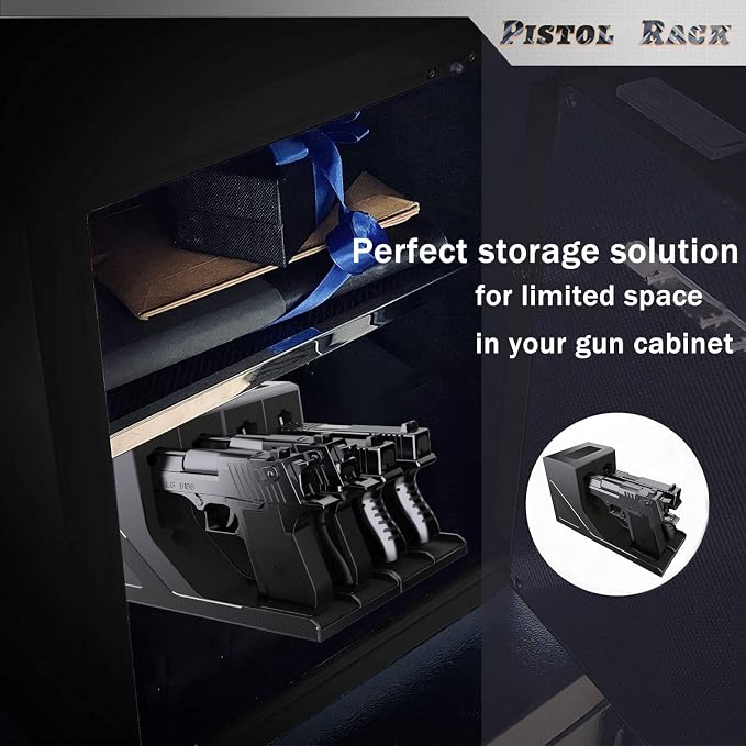 Pistol Rack Universal Protective Handgun Storage,Handgun Rack for Gun Safe Gun Cabinet Storage, Gun Magazine Holder, 1 Gun Holder 3 Mag Slots Fit Most Pistols