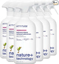ATTITUDE Bathroom Cleaner Spray, EWG Verified, Plant-Based & Vegan, Safe for Bathroom Surfaces, Tiles, Tubs, Shower Walls, and Grout, Unscented, 27.1 Fl Oz (Pack of 6)