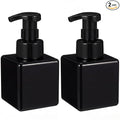 Domensi Foaming Soap Dispenser 8.5 oz Foam Pump Bottle Bulk Empty Travel Foaming Dispenser Refillable Hand Soap Plastic Pump Bottle Travel Clear Container for Bathroom Vanities(2 Pcs,Whole Black)