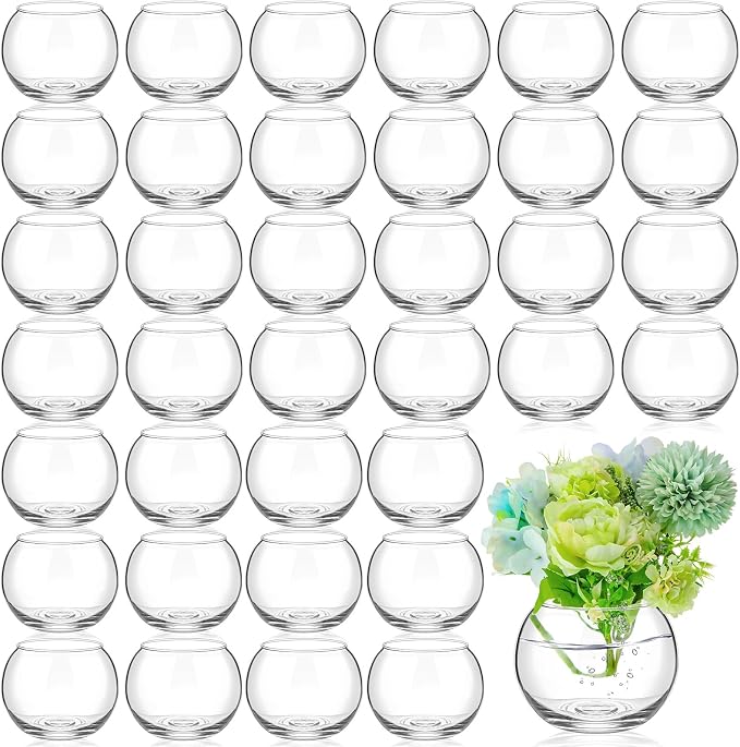36 Pcs Fish Bowl Bubble Vase Bulk,3.5" h X 4.7" w
