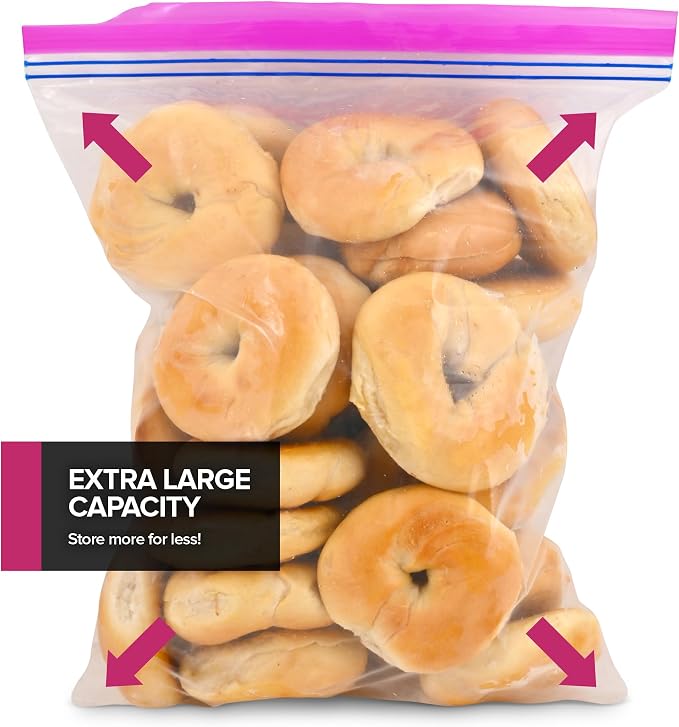 480 Count 2 Gallon Freezer Bags Double Zipper Resealable Plastic Storage Bags for Food Bulk Pack with Dispensing Box