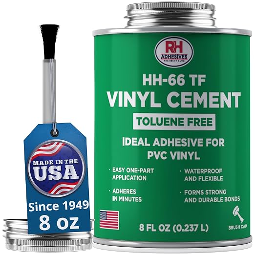HH-66 Toluene Free Vinyl Cement 8 oz - Vinyl Adhesive, Cement Glue, Industrial Contact Cement for PVC & Vinyl Repair - Waterproof Flexible Vinyl Glue for Tarps, Pools, Inflatables – RH Adhesives