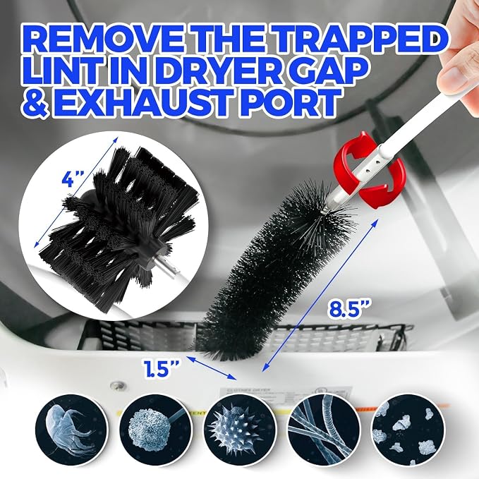 Holikme Dryer Vent Cleaner Kit - 25Ft Flexible Lint Brush for Deep Cleaning | Dryer Vent Cleaner Brush with Drill Attachment, Removes Years of Lint Buildup, Improves Airflow, Faster Drying & Fire Safety