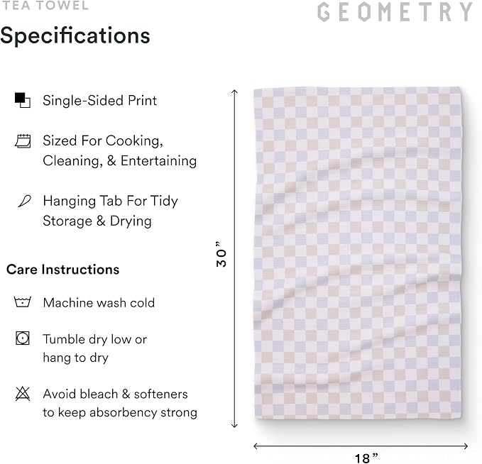 GEOMETRY Kitchen Tea Towels - Quick Dry Microfiber Dish Towels for Kitchen - Ensemble Neutre 18" x 30" - 2 Pack
