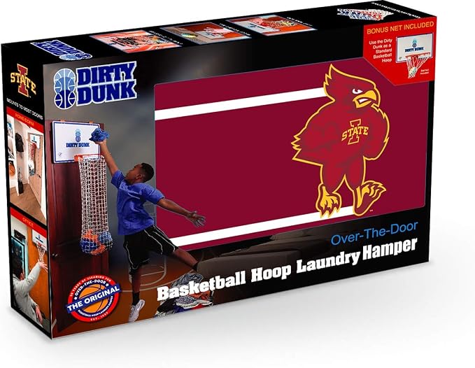 The Dirty Dunk Basketball Hoop Laundry Hamper - NCAA, White/Red