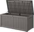 Outdoor Storage Box, 150 Gallon Large Outdoor Resin Deck Box, Storage Waterproof Boxes Lockable Lid for Garden Tools, Pool Supplies, Patio Furniture and Cushions, Grey