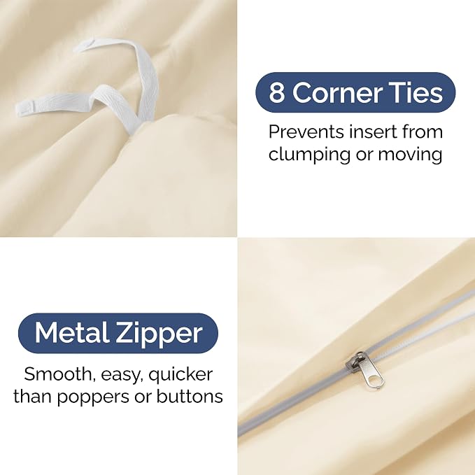 Duvet Cover Cal King Size Set - Extra Soft Cal King Duvet Cover 104" x 98" with 2 Pillow Shams for Women, Men, Kids & Teens - Hotel Luxury w/ Zipper Closures & Ties - Comfy & Breathable (Off White)