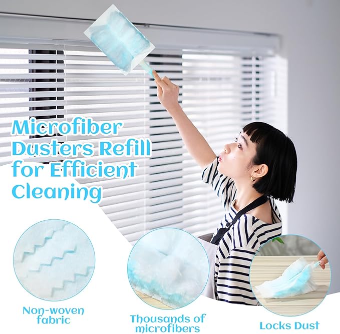 Mimorou 200 Pcs Disposable Dusters Refills Bulk Heavy Duty 180° Multi Surface Replacement Dusters for Cleaning Ceiling Fan with Microfibers Unscented (Bright Colors)