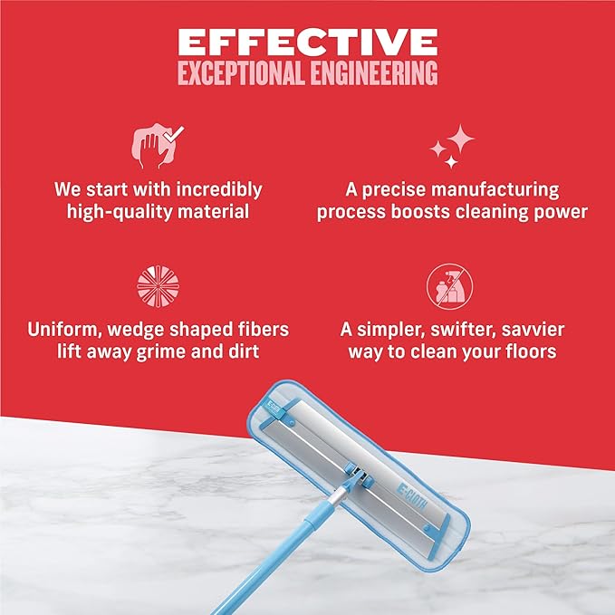 E-Cloth Deep Clean Mop, Microfiber Mop, Perfect Floor Cleaner for Hardwood, Laminate, Tile and Stone Flooring, Washable and Reusable, 100 Wash Promise,Blue / Silver