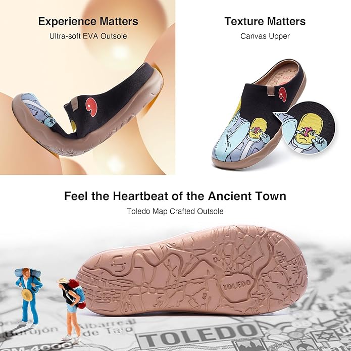 UIN Men's Mules Slipper Loafers Lightweight Mules Walking Casual Clogs Comfort Household Slip Ons Art Painted Travel Shoes Malaga Marine World