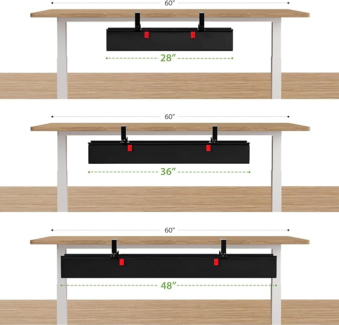 KEEGH Large 36" Under Desk Cable Management Tray - Under Desk Cord Organizer - Clamp/Screw Mount - Support Upto 70lbs - Fabric Wire Management - Gaming/PC Cable Raceways - Cord Hiders for Office/Home