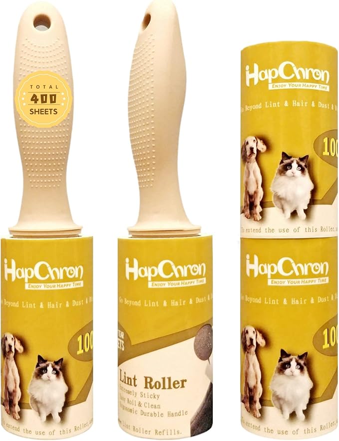 Large Surface Lint Roller Extra Sticky with Extendable Long Handle Dust-Proof Cover 6.3'' Wider 240 Sheets, Lint Rollers for Pet Hair Extra Sticky 400 Sheets