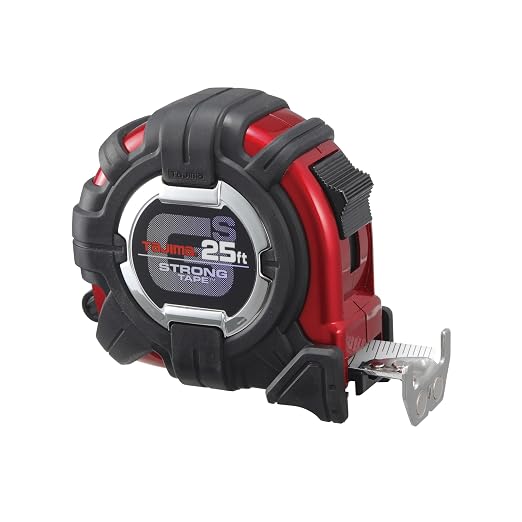 TAJIMA Tape Measure - 25ft x 1in GS-Lock Measuring Tape with Horned Magnetic Hook & Compatible Clip - GS-MC25BW